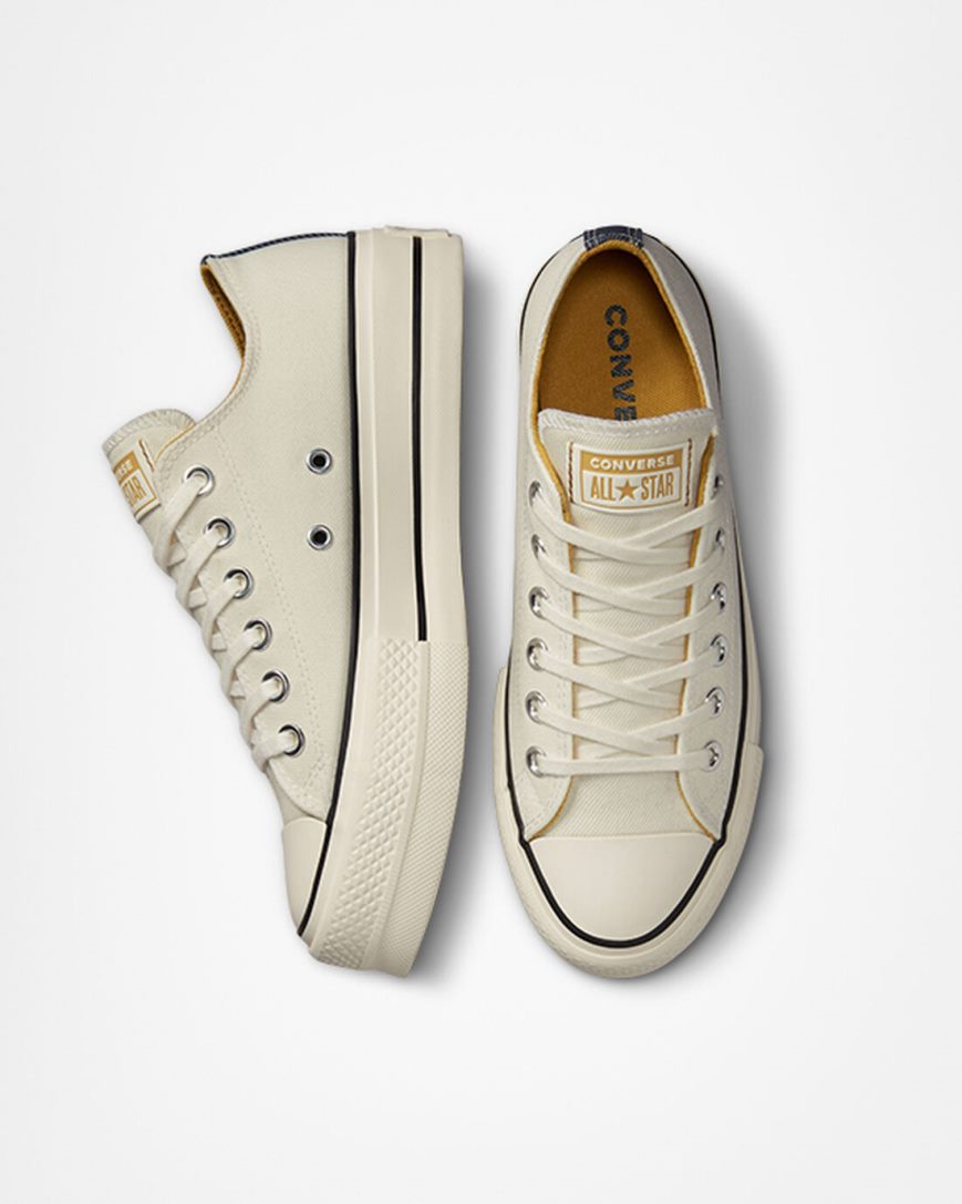 Women's Converse Chuck Taylor All Star Lift Denim & Canvas Low Top Platform Shoes Beige / Navy / Orange | AU 0C896C
